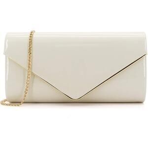 1406 Dexmay Envelope Clutch Purse Shiny Patent Leather Foldover Evening Bag